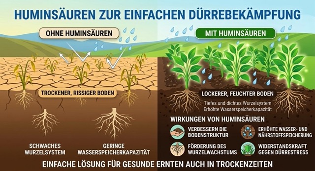 Huminsäuren zur einfachen Dürrebekämpfung ve střední velikosti